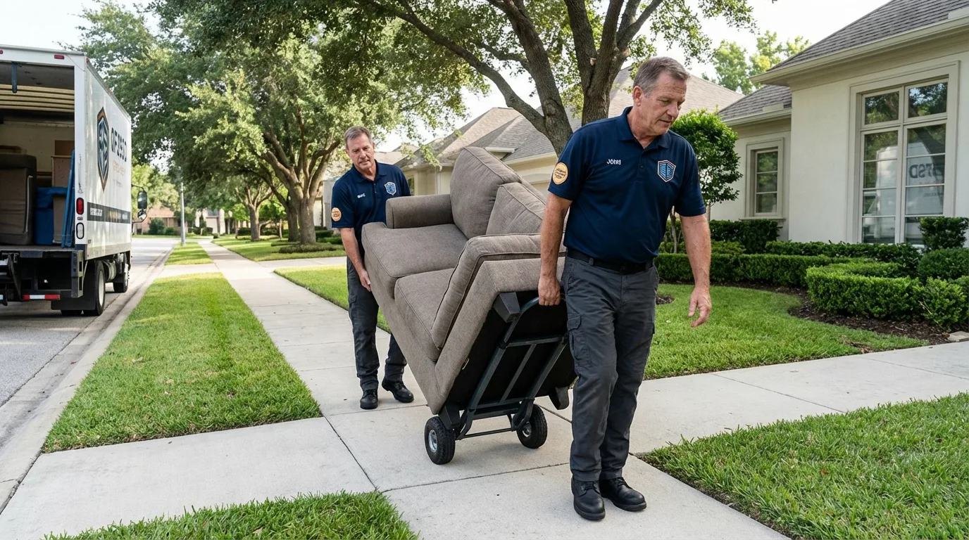 Local residential moving crew loading furniture in Saint Albans, ME